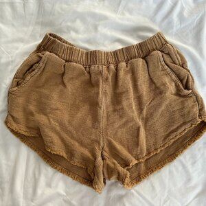 Aerie Brown Linen Shorts